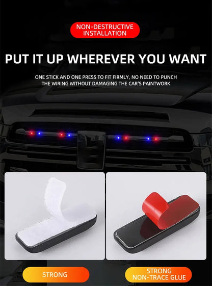 Car solar charging, grille light, night riding, anti rear end collision, motorcycle, electric vehicle, universal flashing warnin