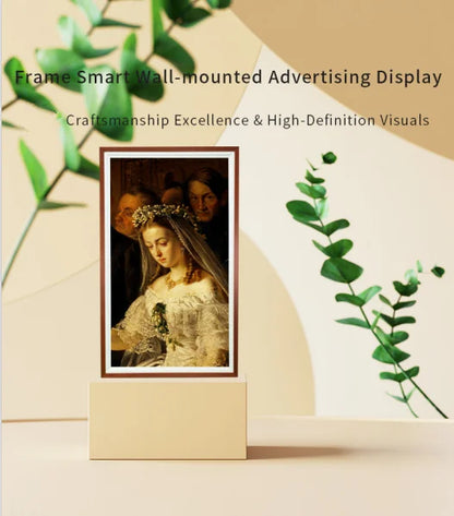 21.5-65 Inch Wall-mounted Digital Photo Frame Solid Wood Smart Advertising Machine Digital Electronic Art Painting LCD Screen