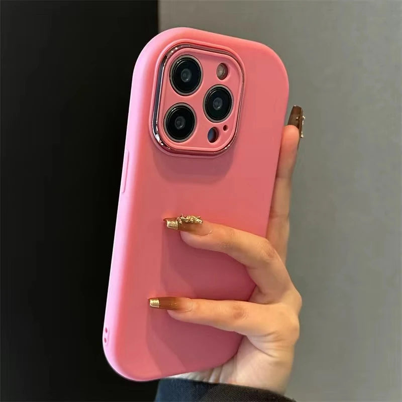 Cute Soft Silicone Candy Color Phone Case For iPhone 11 12 13 14 15 16 Pro Max Plus Shockproof Bumper Back Cases Cover