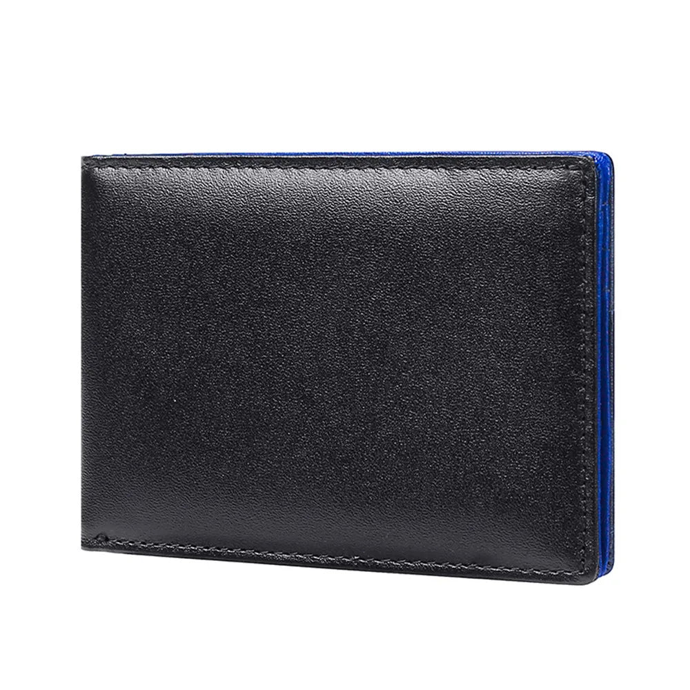 RFID Fashion Blocking Mini Men's Genuine Leather Wallet Slim Business Credit Card ID Holder Man Anti Theft Ultra Thin Purse Male