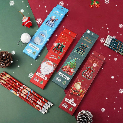 Christmas gift cartoon cute 6 HB pencil set with eraser box office cultural and educational supplies
