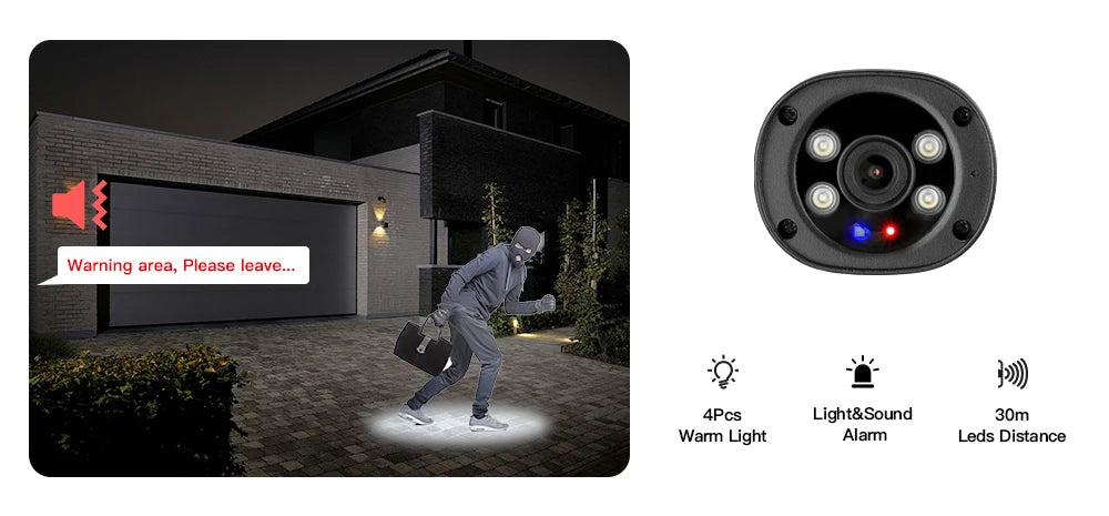 XMeye 6MP 8MP 3.6mm Security POE Audio Red&Blue Warning Lights Onvif Video Surveillance Security