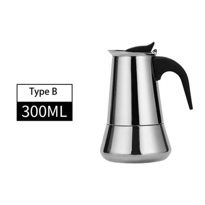 2025 Stainless Steel Moka Pot Portable Electric Coffee Maker European Design Home Coffee Brewing Equipment