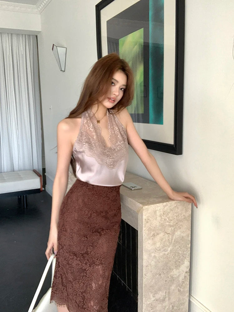 Casual Female Work Wear Office Shirts and Blouses Korean Basic Lace Shirts Women Vintage Clothing Chiffon Top