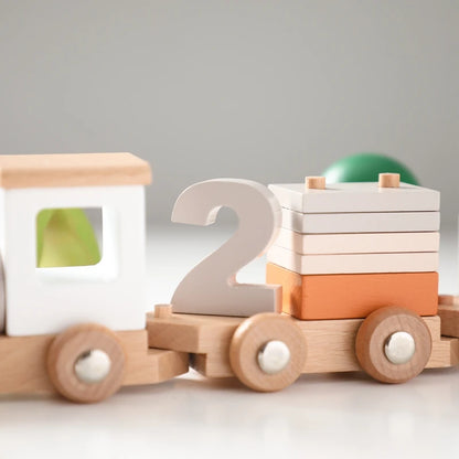 Montessori Toys Wooden Train Birthday Toy Baby Educational Toys Wooden Trolley Baby Learning Toys Number Of Wood Baby Toys Gifts
