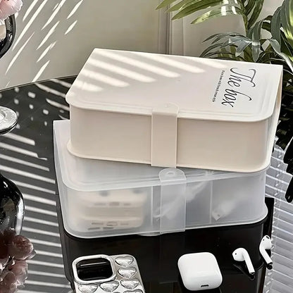 Desk Data Cable Storage Box Multi-Compartment Power Cord Organizer Desktop Cable Management Box for Phone Charger Plugs Jewelry