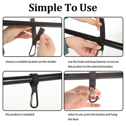 Multifunction Baby Stroller Hooks Aluminum Alloy Carabiner 360° Rotatable Trolley Hook Cart Organizer Buckle Clips Hanger Tools