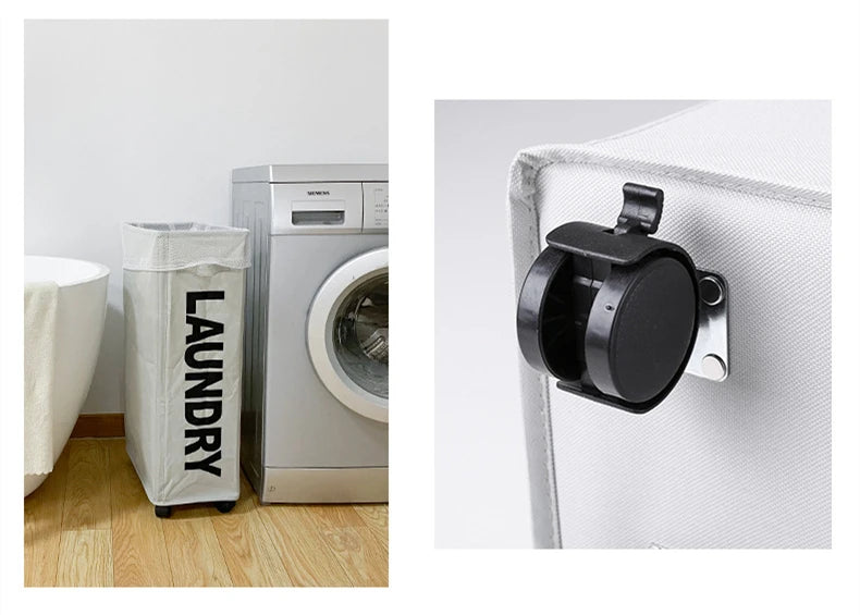 62L Slim Laundry Baskets Organizers Handles Rolling Washing Bin for Bedrooms, Living Room, Bathroom