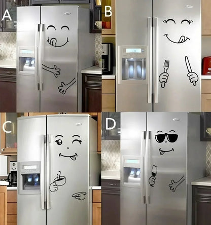 Cute Cartoon Refrigerator Stickers Removable Creative Wall Decor for Bedroom Living Room Smile Face Door Stickers