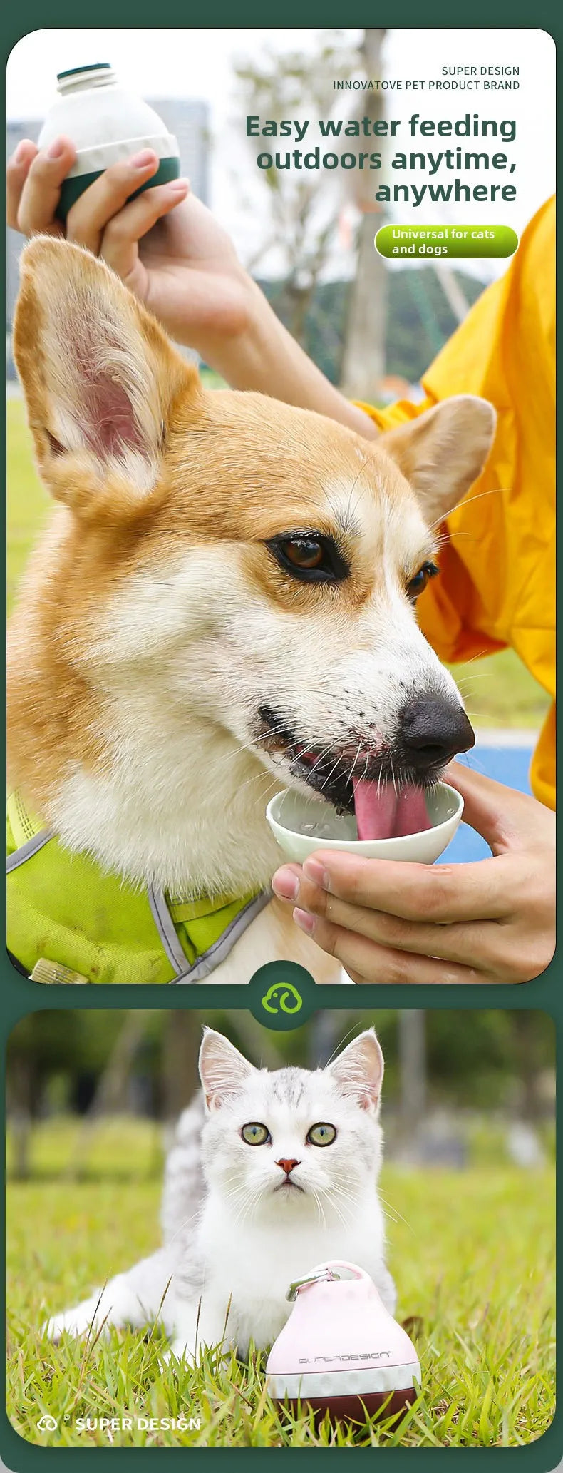 200ml Dog Travel Water Bottle Detachable Bowl Leak Proof Portable Food Feeder Small Dog Cat Supplies for Walking Hiking Travel