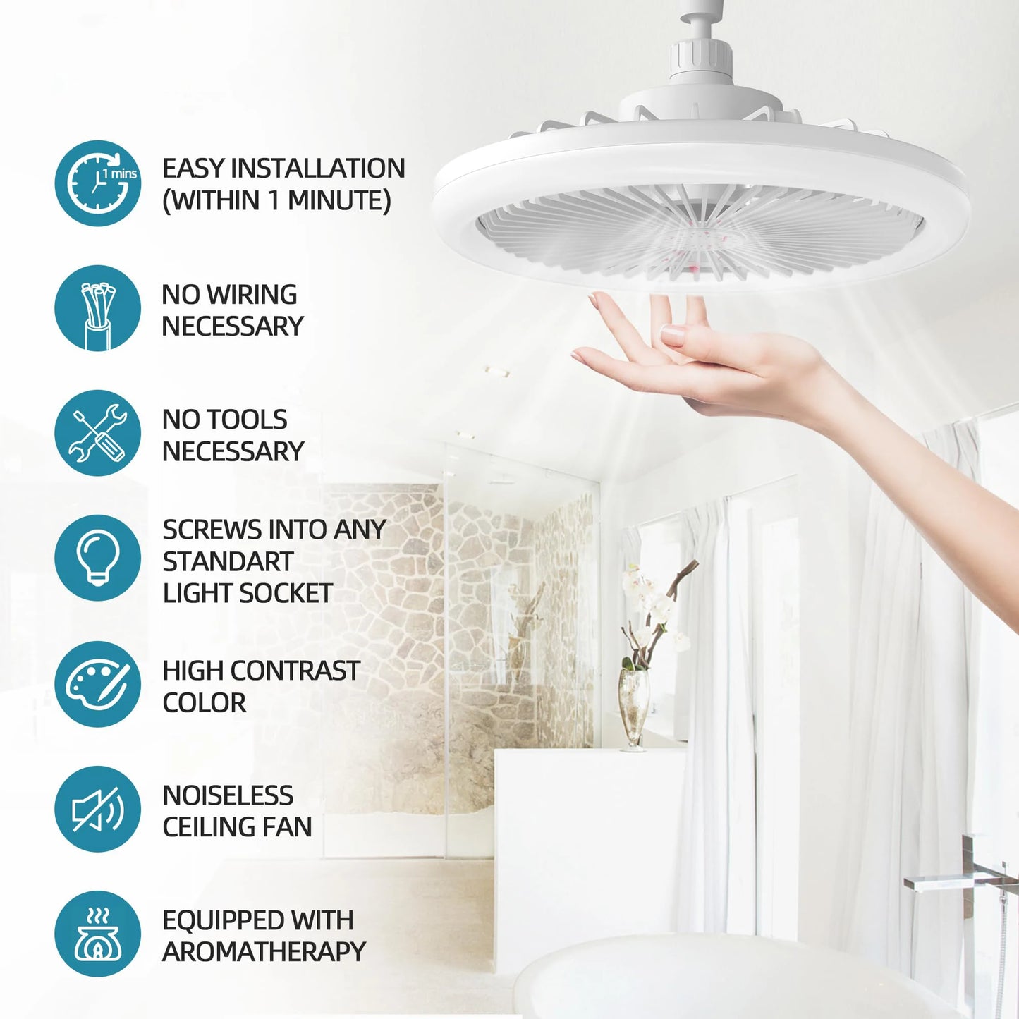 Smart Control Ceiling Fan 360 Rotation Ceiling Lamp Silent Room Fans LivingRoom Kitchen Energy saving Household Decorate