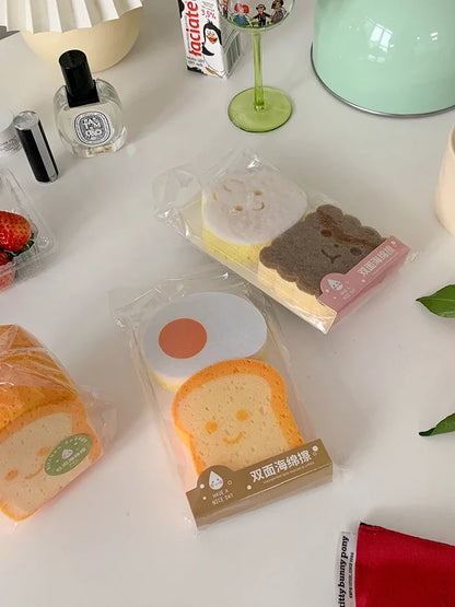Cute Magic Sponge Kitchen Cleaning Tools Gadgets Dishwashing Sponges Egg Toast  Kawaii Items  Bathroom Dishwasher