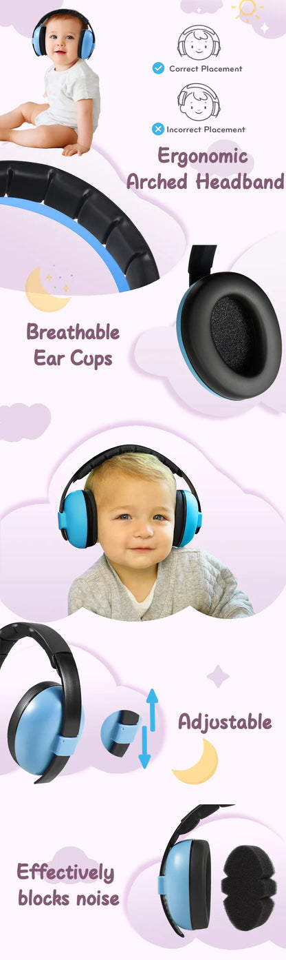 Baby Ear Protection for Babies and Toddlers Noise Reduction Earmuffs Baby Headphones Against Hearing Damage Improves Sleep