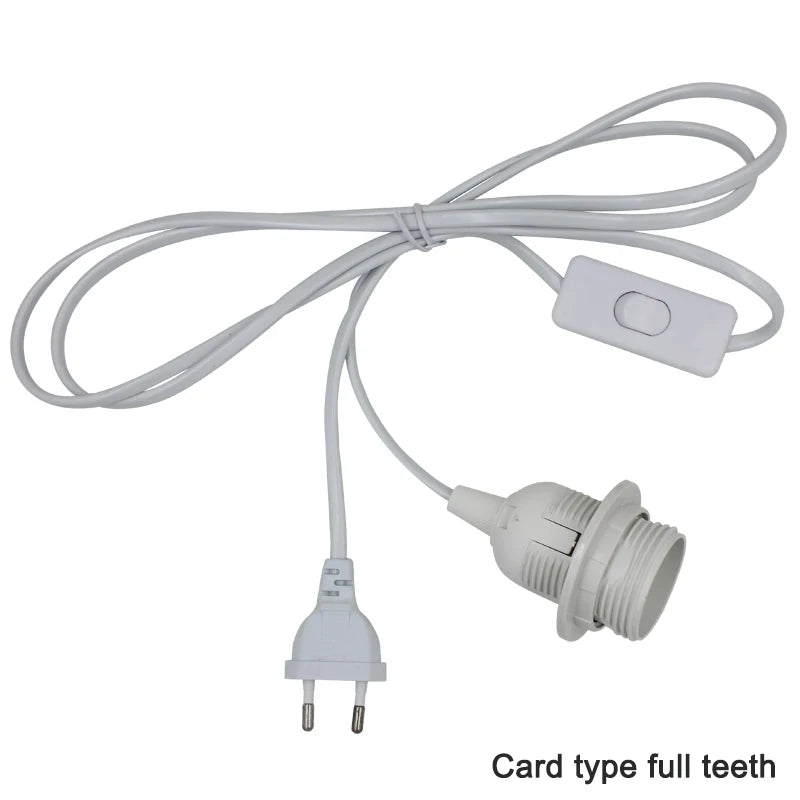 Full Teeth Lamp Base 1.8m 3.5m Power Cord Cables E26 E27 Holder With Switch Wire For Pendant Led Bulbs Fixture Hang lamp EU Plug