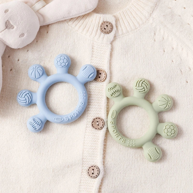 Silicone Baby Teether Toys 0-12Month Food Grade Toddlers Anxiety Teething Ring Sensory Toys Silicone Animal Soothing Accessories
