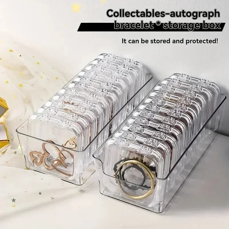 10PCS Press-On Nail Storage Acrylic Boxes with Adhesive Sheets Transparent Clear Nail Boxes Jewelry Storage Tool&Accessories