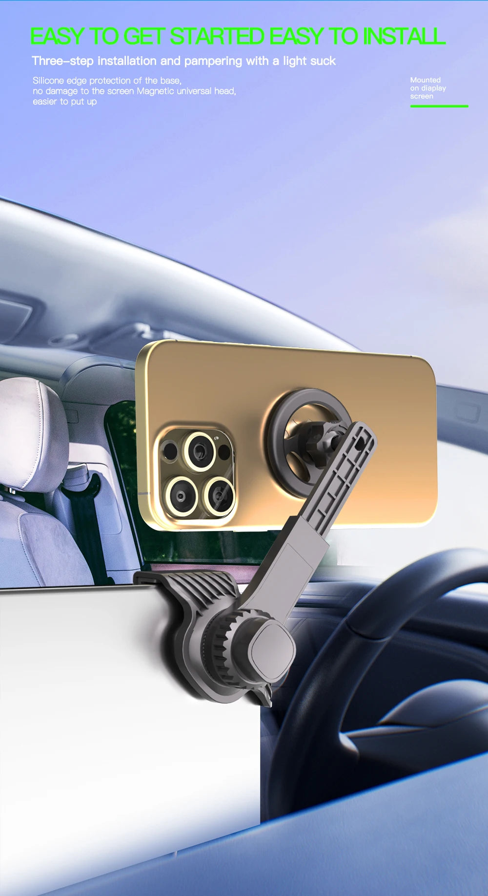 Magnet Car Mounted Display Screen Mobile Phone Holder 360 Degree Freely Rotation Foldable Mount Usded for Car Electric Vehicle