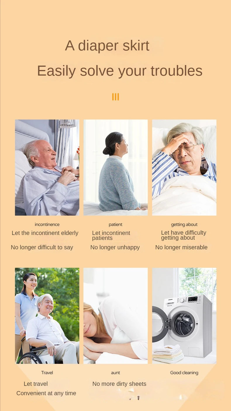 Adult Elderly Diaper Skirt Cloth Diaper for Bedridden Paralyzed Washable Cotton Diaper Pad for Menstrual Waterproof Leak-proof