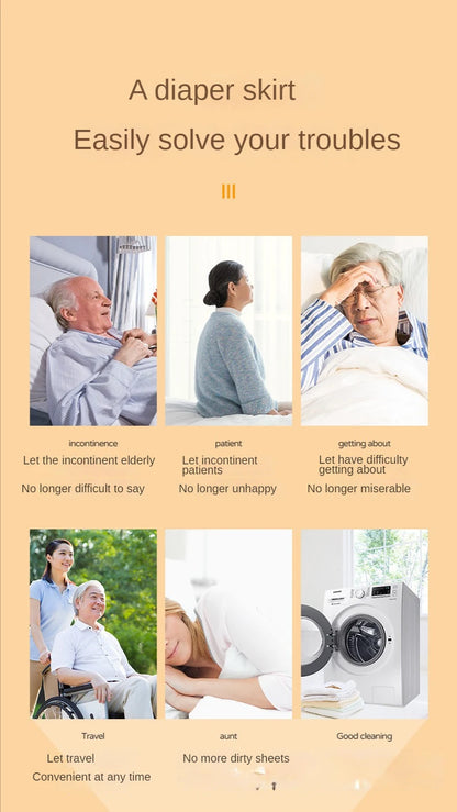 Adult Elderly Diaper Skirt Cloth Diaper for Bedridden Paralyzed Washable Cotton Diaper Pad for Menstrual Waterproof Leak-proof