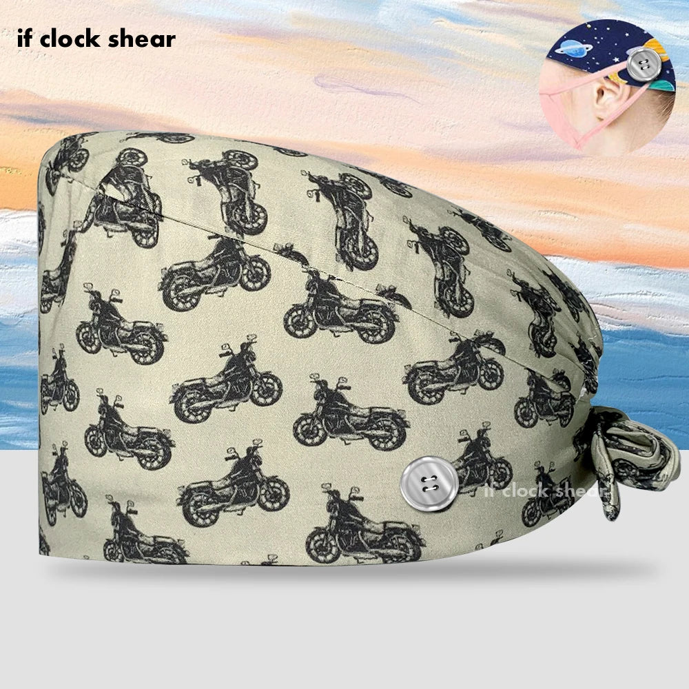 Printing Clinic Pharmacy Work Hat Dentistry Operating Room Doctor Scrubs Hats Adjustable Medical Nurse Accessories Surgical Caps