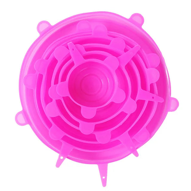 6Pcs Kitchen Universal Accessories Silicone Reusable Food Wrap Bowl Pot Cover Silicone Stretch Lids Cooking Cookware Tools