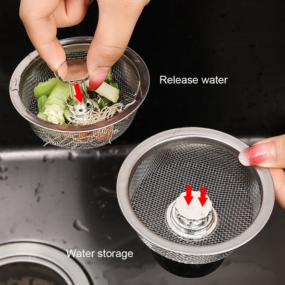 Wholesale Kitchen Sink Strainers with Handle Stopper Sink Drain Basket Stainless Steel Mesh Filter Waste Hole Trap Strainer