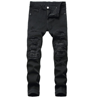 Jeans for Men High Street with Holes and Black Peaks Slim Fit Jeans and Mens Trousers