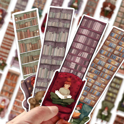 30pcs Bookcase Reading Bookmarks Decoration Cards School Stationary Supplies DIY Aesthetic Bookmark Students Creative Gifts