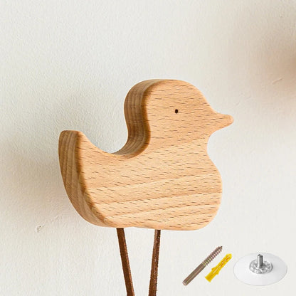 1PCS Solid Wood Hooks Cute Room Decor Animal Hook Wall Hanging Key Coat Hook Home Decoration Hanger Bathroom Kitchen Accessories