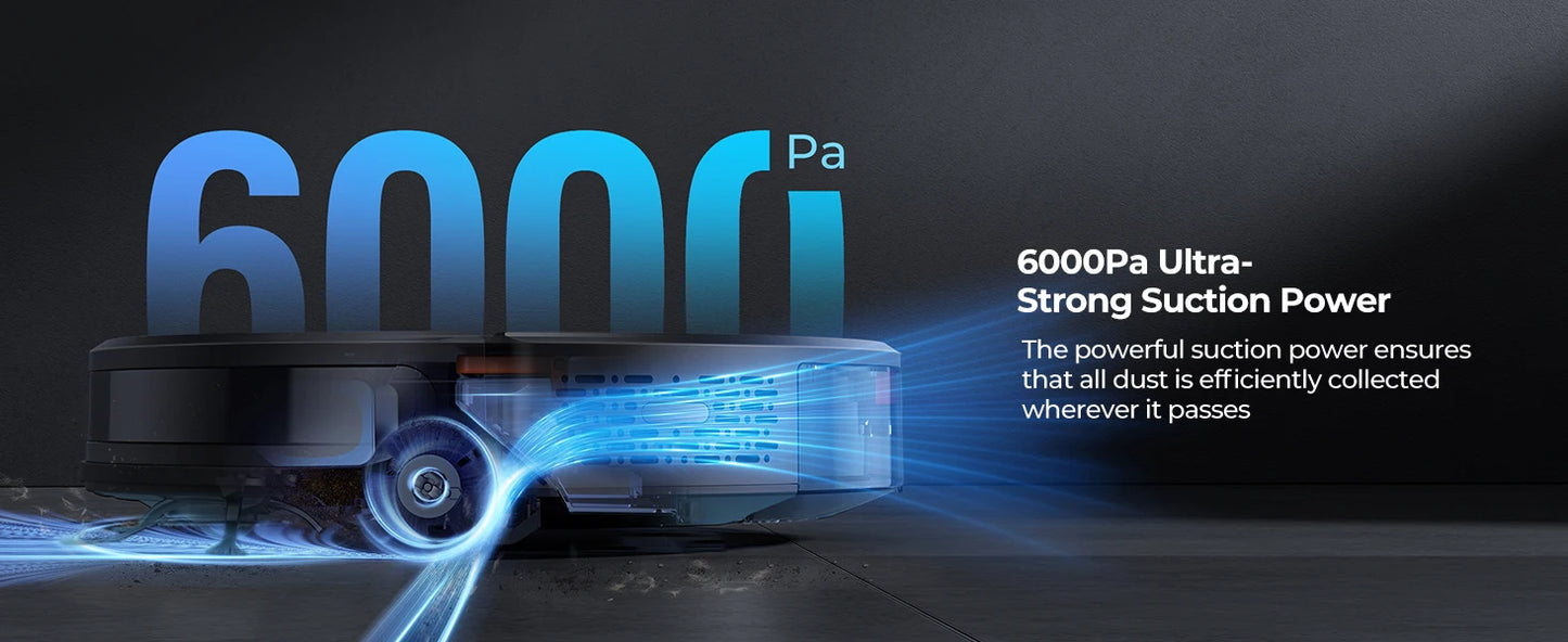 Laresar Robot Vacuums and Mop Combo 6000Pa Suction Auto Carpet Boost Self-Charging Super-Slim Robotic Vacuum Cleaner