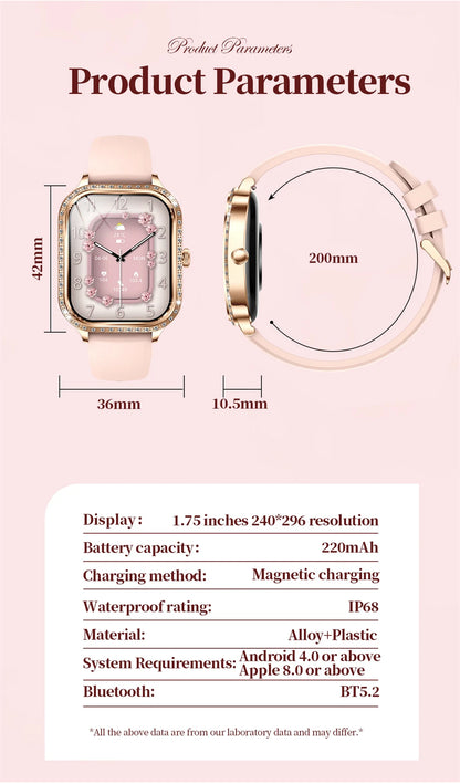 LIGE Fashion Ladies Smartwatch Women's Health Bluetooth Call Waterproof Watches Health Sports Best Friend's Smartwatch Adult