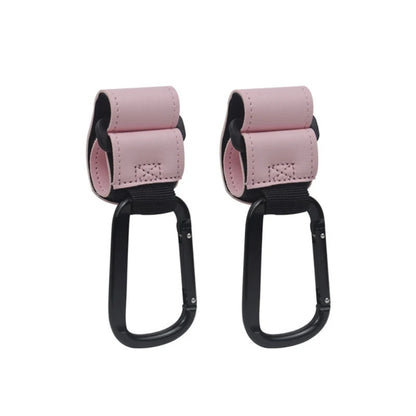 1/2pcs Portable PU Leather Baby Stroller Hook Hanger Velcros Pram Hook Carabiner Cart Organizer Clip for Stroller Accessories