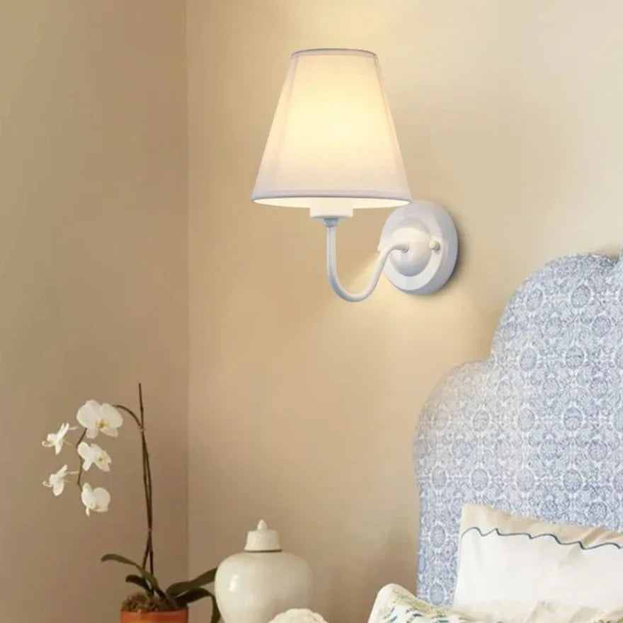 LED Retro Wall Lamp E27 Minimalist Creative Fabric Decorative Lamp Bedroom Hotel Bedside Study Indoor Household Lighting Fixture