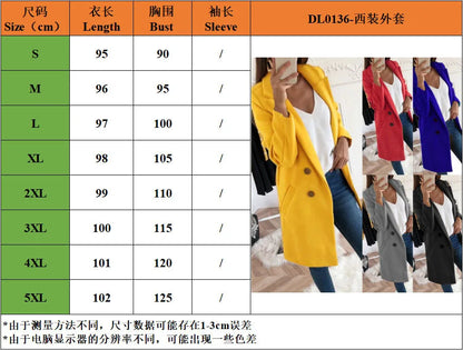 New Plus Size 4XL 5XL Women's Autumn Coat Woollen Blends Overcoats 2025 Winter Long Sleeve Casual Oversize Outwear Jackets Coat