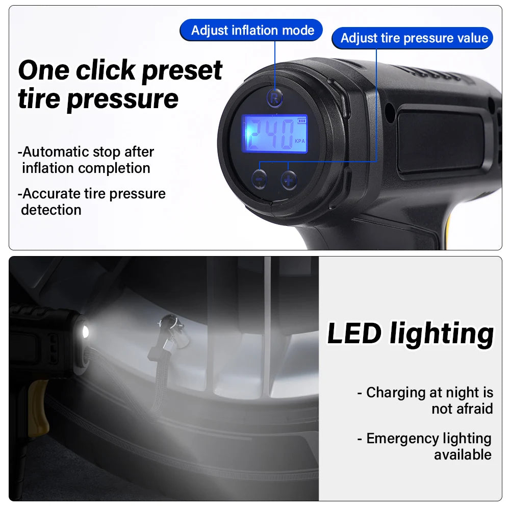 Electric Vehicle Air Pump Household Small Car Portable Tire Air Pump Wireless Charging Handheld Intelligent Digital Display