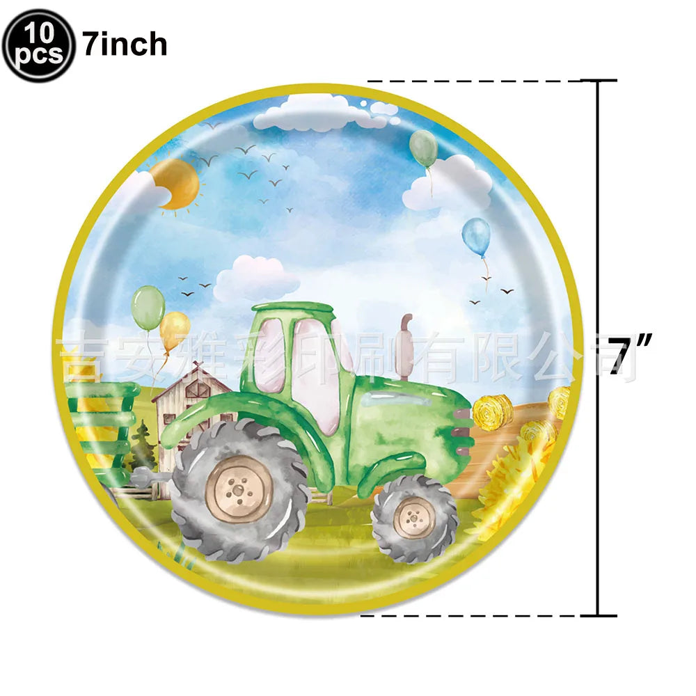 Tractor Party Paper Plates Cups Napkins Banner Tractor Birthday Party Supplies Tractor Themed Party Decor for Party Farm Party