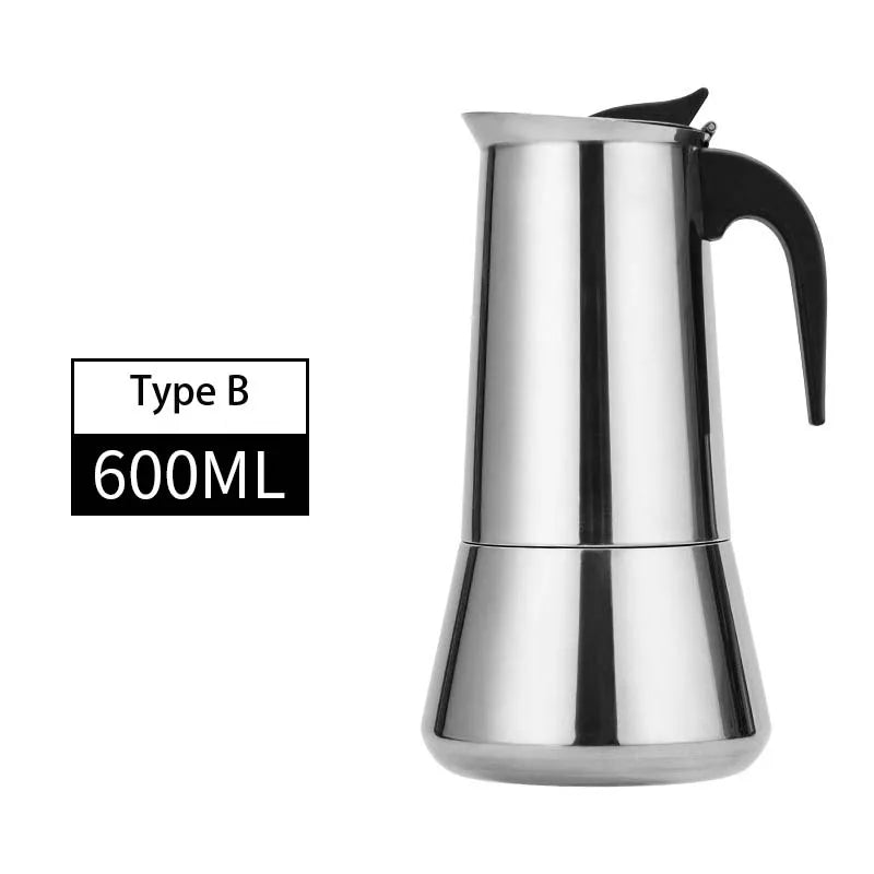 2025 Stainless Steel Moka Pot Portable Electric Coffee Maker European Design Home Coffee Brewing Equipment