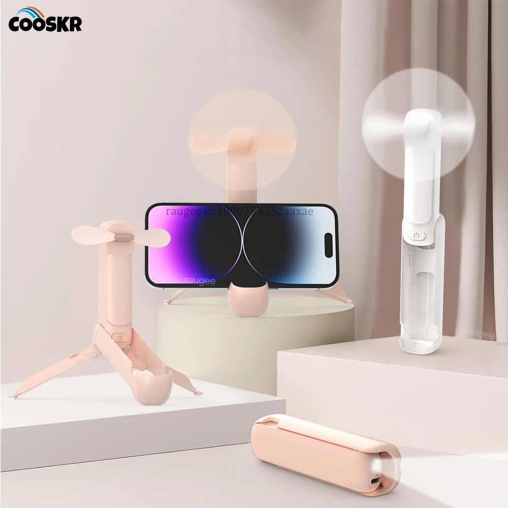 Portable Fan Mini Handheld Fan 3 in 1 Folding Fans 2000mAh USB Rechargeable 3 Speed with Phone Stand and Flashlight for Outdoor