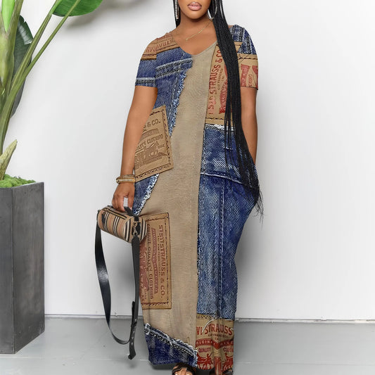 Women's Casual Maxi Dresses Summer Suspender Beach Dress Sundress with Pockets