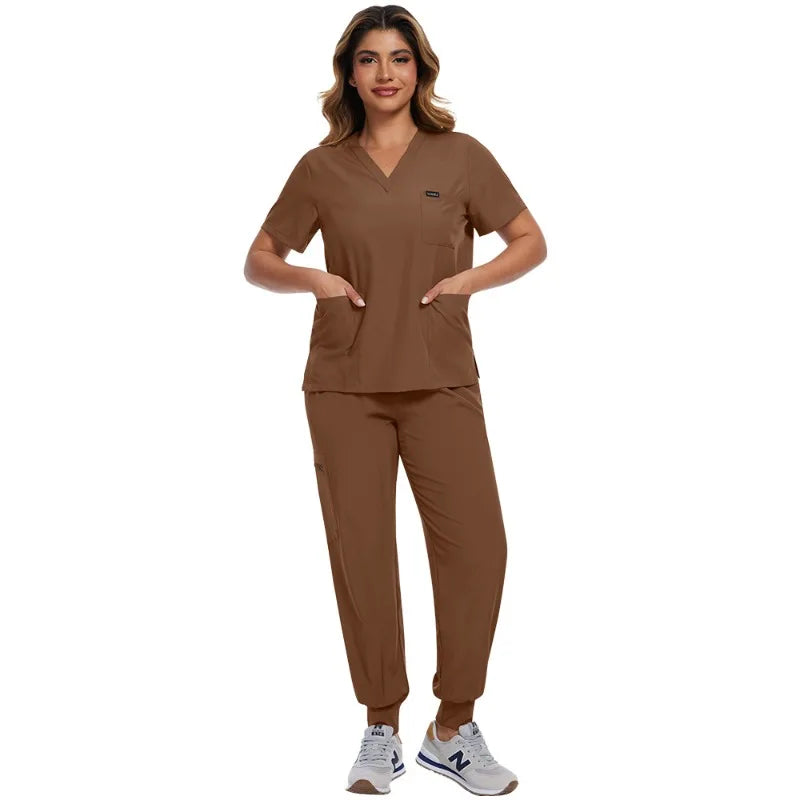 Surgical Scrubs Unisex - Quick-Dry Dental Clinic & ER Workwear Split Set W/Short Sleeve & Anti-Microbial 6 Pockets