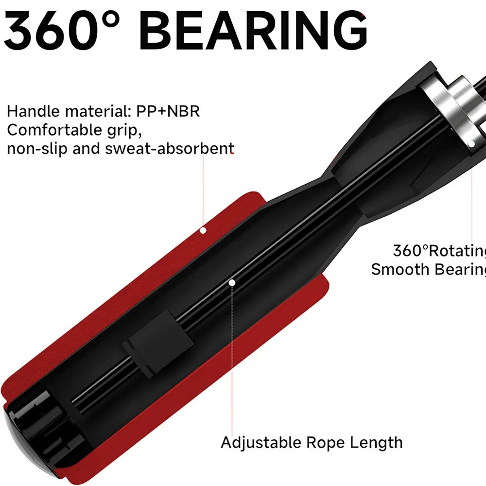 1PCS Bearing Jump Rope Wear-resistant Adjustable Rope Length Sponge Handle Is Suitable for Fitness Training and Agile Training