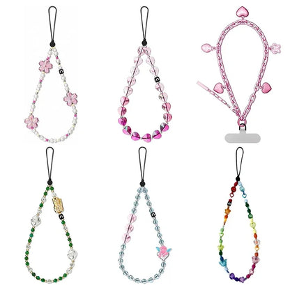 Colorful Beads Phone Straps Long Short Lanyard Phone Hanging Chain