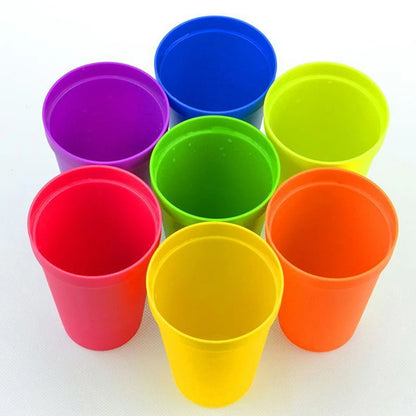 7pcs Rainbow Plastic Cups Set Reusable Water Mug Picnic Travel Trendy Funny Portable Rainbow Suit Cup Party Kids Drink Cup