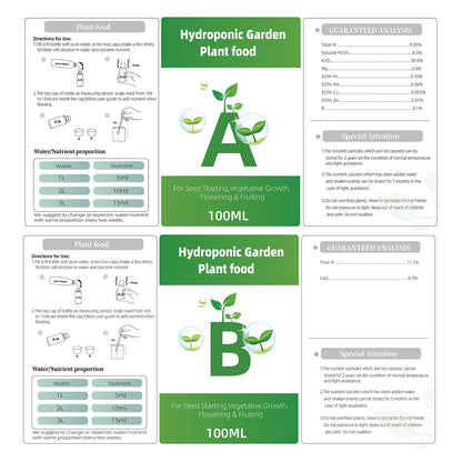 Garden Fertilizer A+B Hydroponic Plant Concentrated Easy to Use Promote Absorption Efficiency for Vegetables Flowers Grass