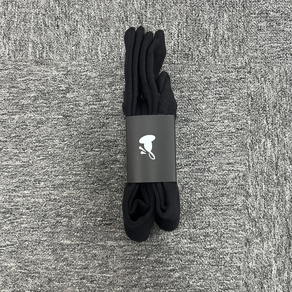 Sport Socks | Black Cotton with Heart Jacquard | Moisture-Wicking Stretch for Gym & Running | Athletic Performance