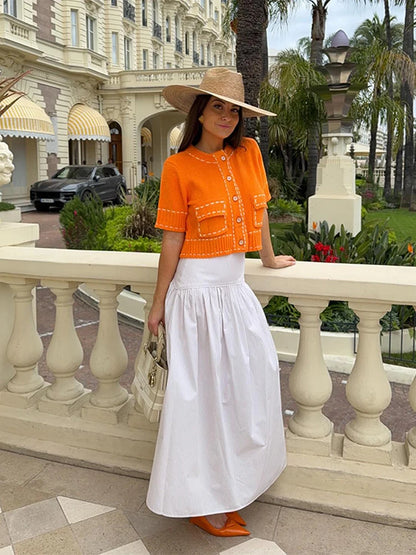 Elegant Unique Button Women's Cardigan Casual O-neck Knitted Single Breasted Sleeveless Blouse Female Summer Lady Office Wears