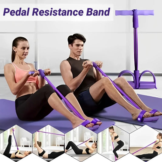 Four-Tube Pedal Tensioner Multi-Functional Household Fitness Equipment Yoga Abdominal Strengthening Elastic Band Tension Rope