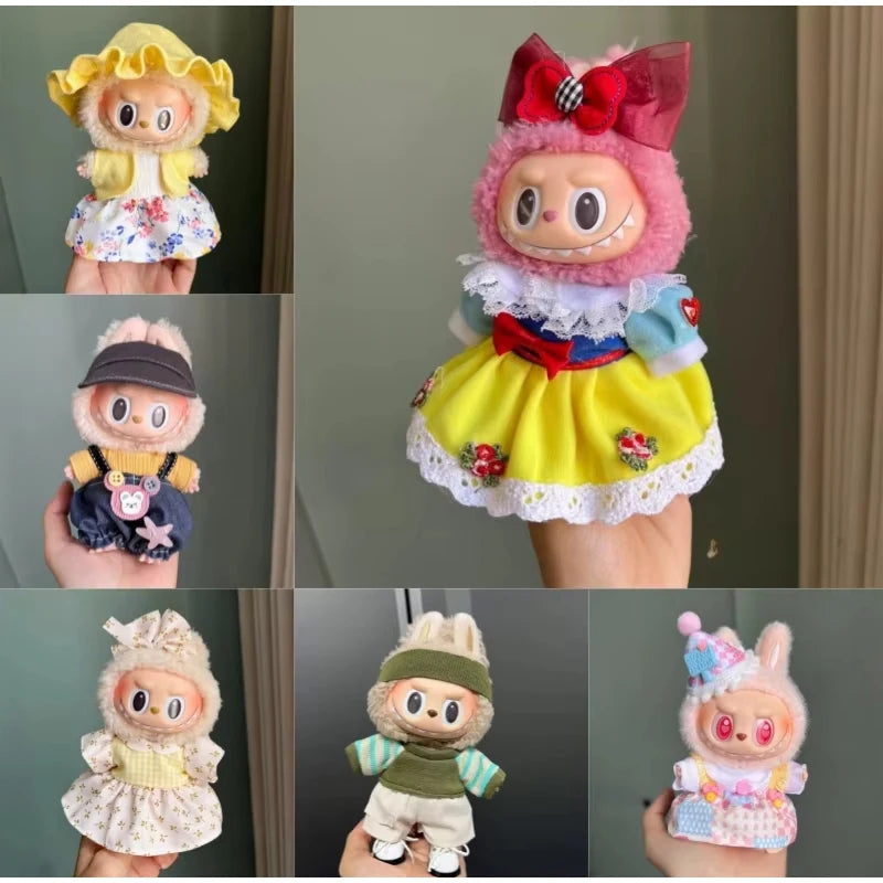 17cm Labubu Plush Doll Clothes Outfit  Fashion Clothes Accessories Labubu Multiple Series Cute Attire Gift for Doll Collectors