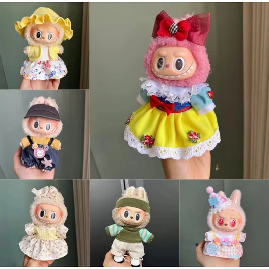 17cm Labubu Plush Doll Clothes Outfit  Fashion Clothes Accessories Labubu Multiple Series Cute Attire Gift for Doll Collectors