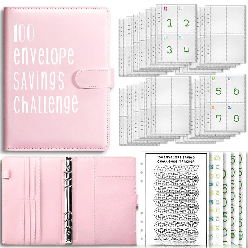 100 Envelope Cash Savings Challenge, Saving Challenge Envelop Book, Budget Envelope Financial Assistant, A5 Size Cash Binder